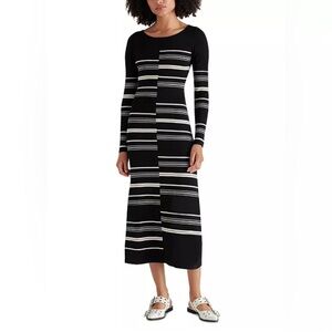 NWT Steve Madden Size XS Rayssa Sweater Midi Dress Black/White Long Sleeves